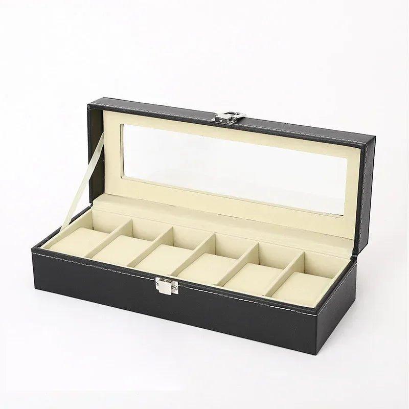 Intérieur de la Boîte à Montres LuxeNest  compartiments velours doux ,coussins amovibles, protéger et organiser les montres.