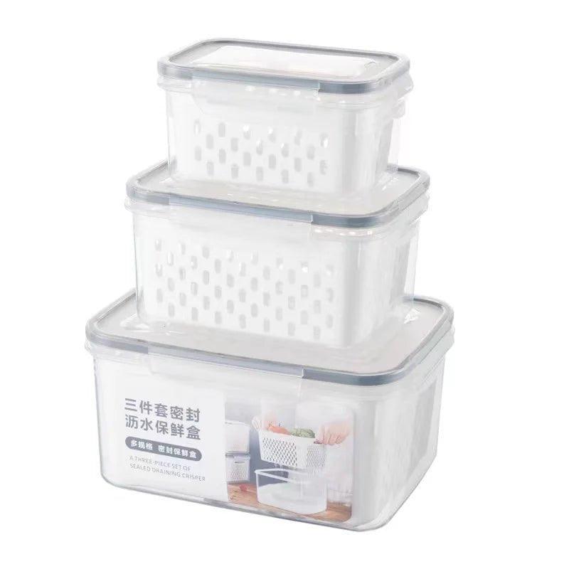 3 boites hermétiques DrainBox pour conserver des fraises fraîches"